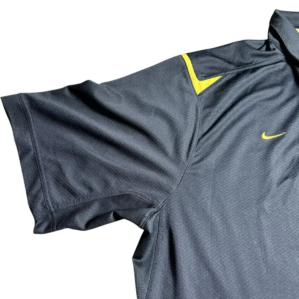 Vtg‎ Nike Team Mizzou Missouri Tigers Polo Shirt Mens 2XL FitDry Black Gold NCAA